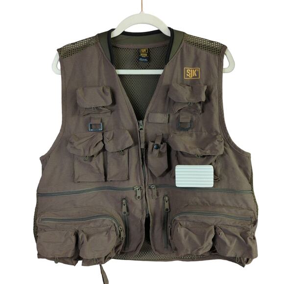 SJK Other - SJK Fishing Vest Mens M Olive Green Mesh Back Pockets